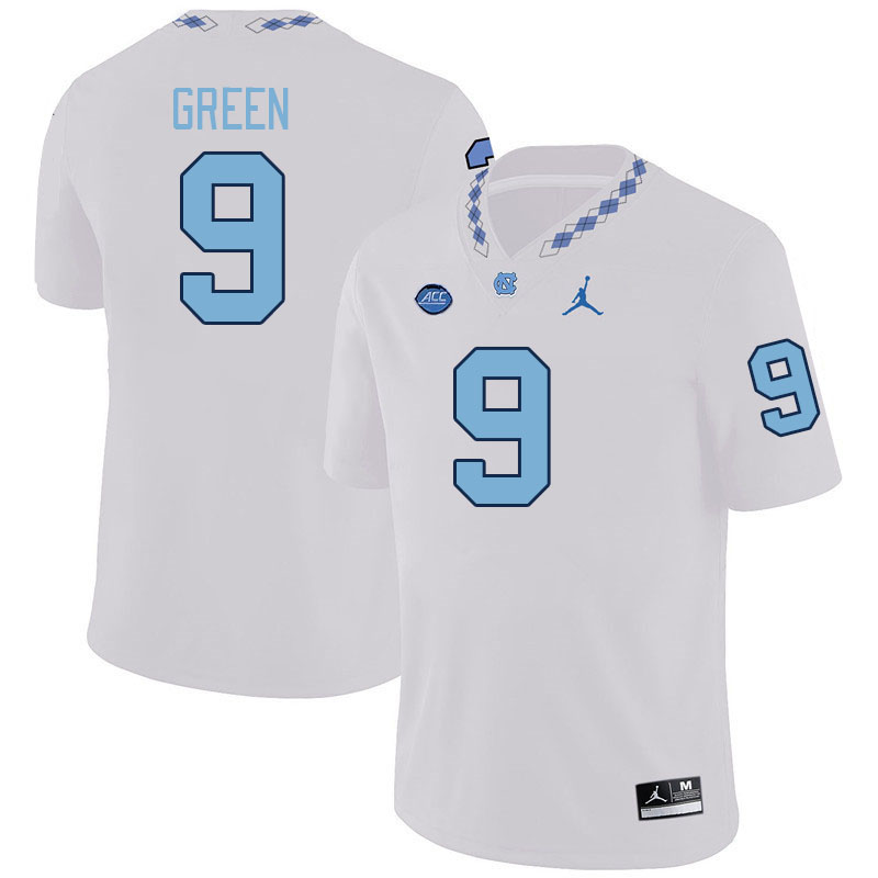 Men #9 Javarius Green North Carolina Tar Heels College Football Jerseys Stitched-White